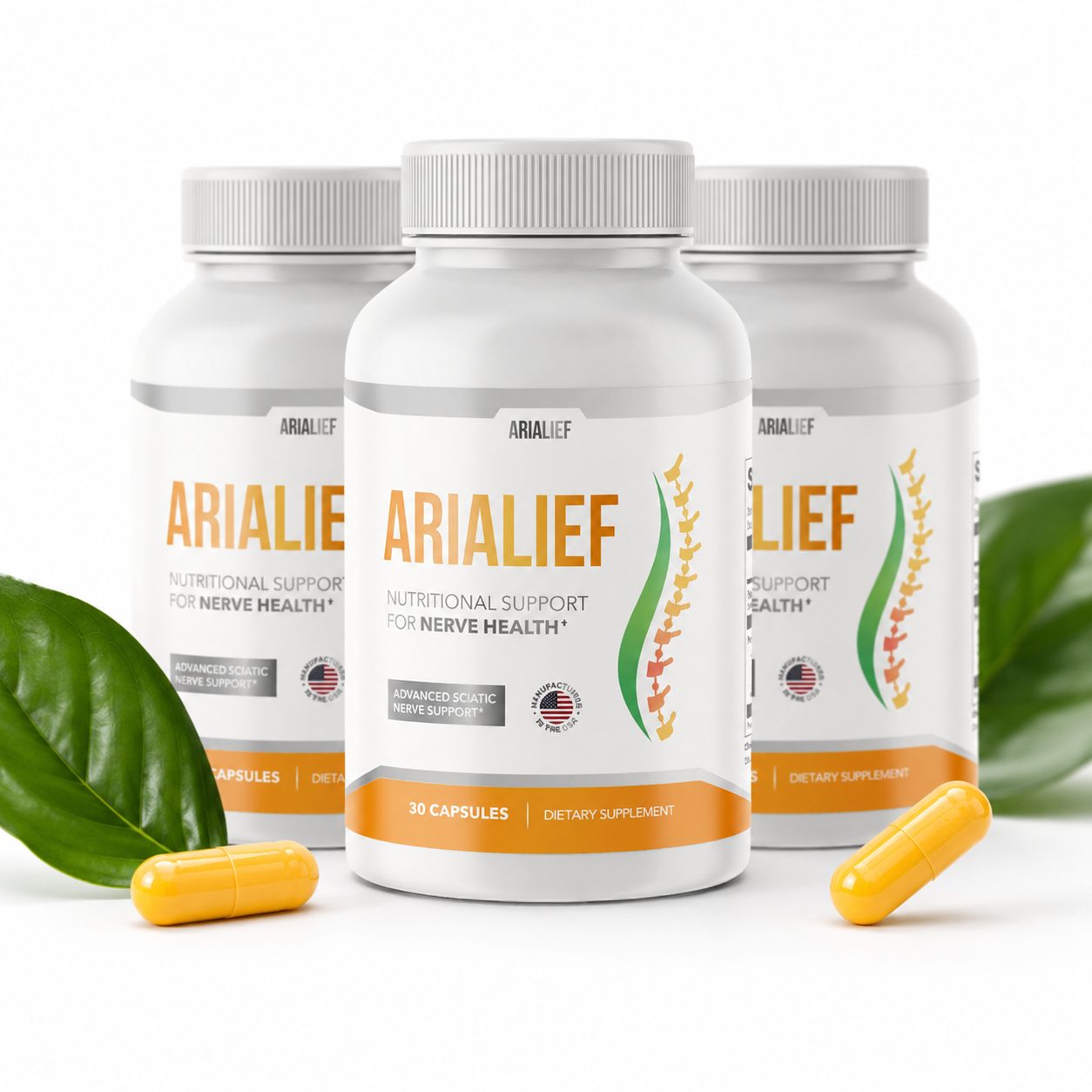 Arialief nerve health supplement bottles